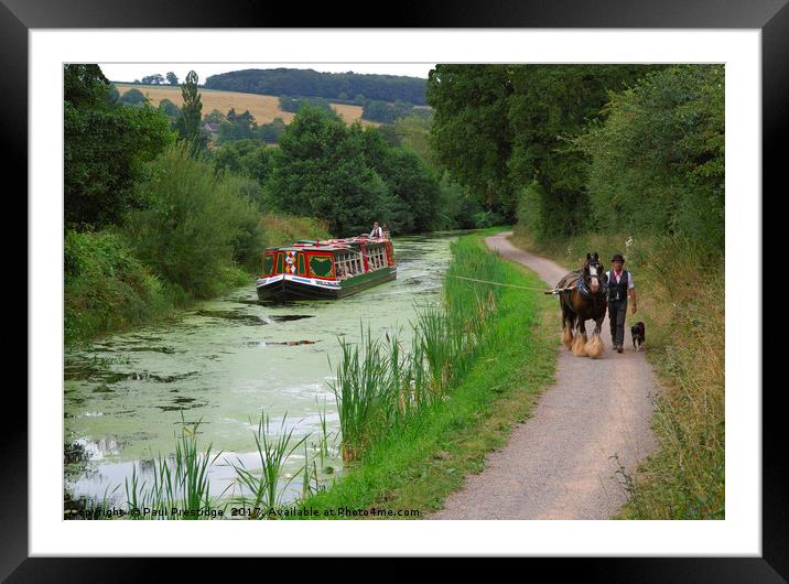 Horse Drawn Barge on the Grand Western Canal, Tive Framed Mounted Print by Paul F Prestidge