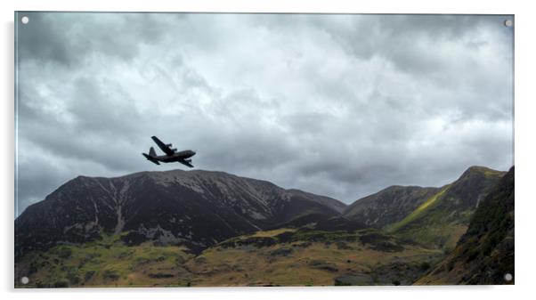 C-130 Hercules Flying Low and Slow over Crummock W Acrylic by Aran Smithson