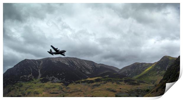 C-130 Hercules Flying Low and Slow over Crummock W Print by Aran Smithson