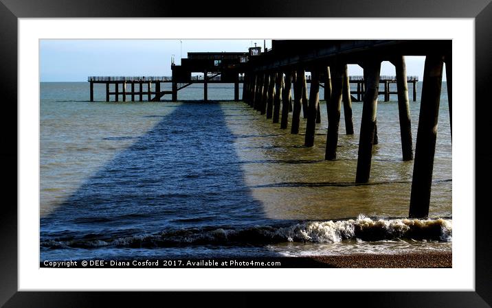 Deal Pier legs & shingle shore, Kent Framed Mounted Print by DEE- Diana Cosford