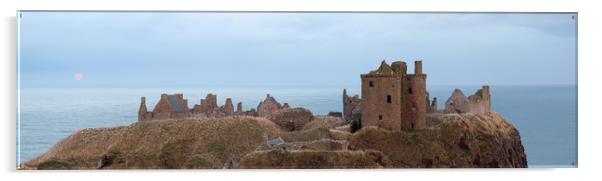 Dunnottar Castle Moonrise Panorama Acrylic by Grant Glendinning