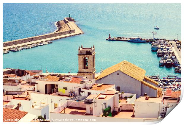 Aerial Panoramic View Of Peniscola City In Spain Print by Radu Bercan