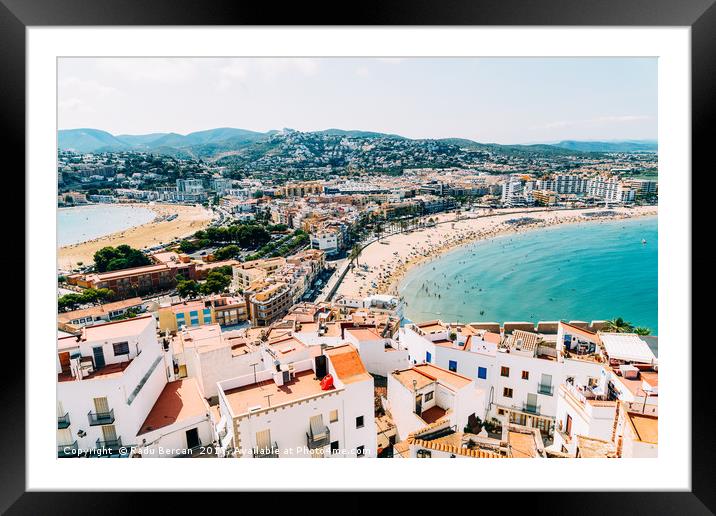 Aerial Panoramic View Of Peniscola City In Spain Framed Mounted Print by Radu Bercan