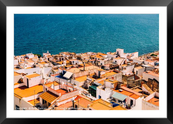 Aerial Panoramic View Of Peniscola City In Spain Framed Mounted Print by Radu Bercan