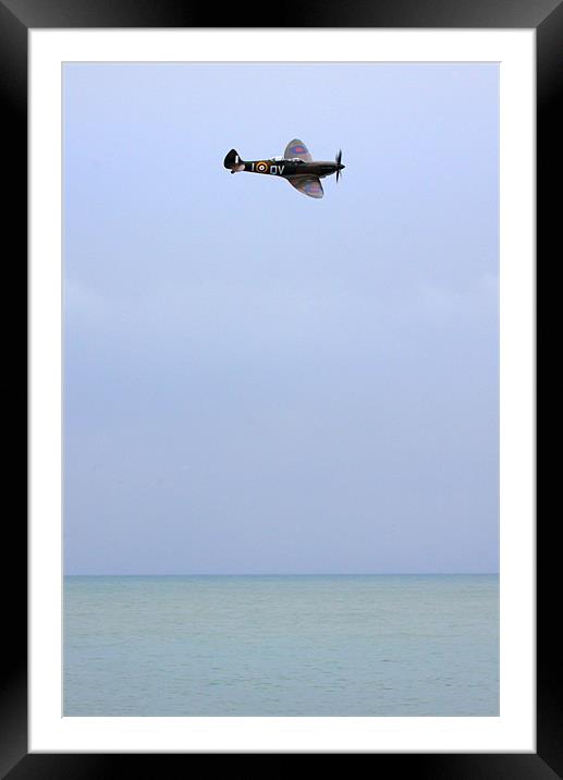 Lone Spitfire Framed Mounted Print by Oxon Images