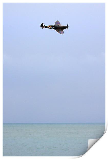 Lone Spitfire Print by Oxon Images