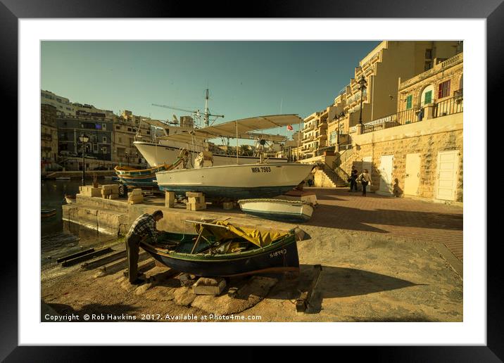 St Julian's golden boats  Framed Mounted Print by Rob Hawkins