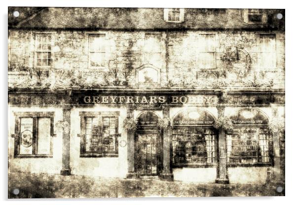 Greyfriars Bobby Pub Edinburgh Vintage Acrylic by David Pyatt