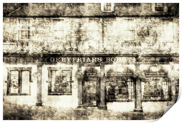 Greyfriars Bobby Pub Edinburgh Vintage Print by David Pyatt