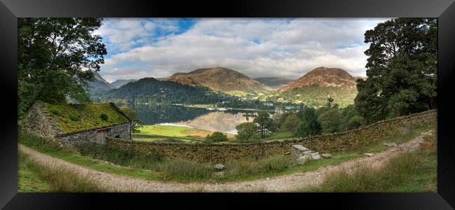 A panorama view across Ullswater lake district  Framed Print by Eddie John