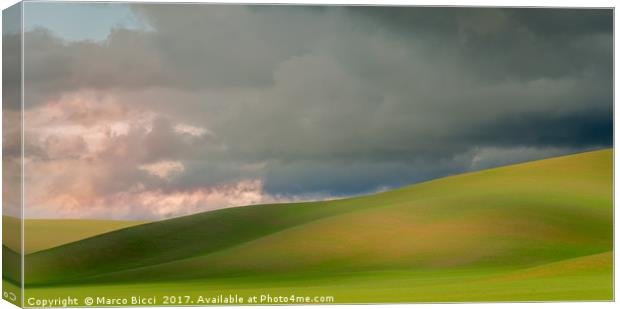 View of a hill in the tuscany countryside  Canvas Print by Marco Bicci