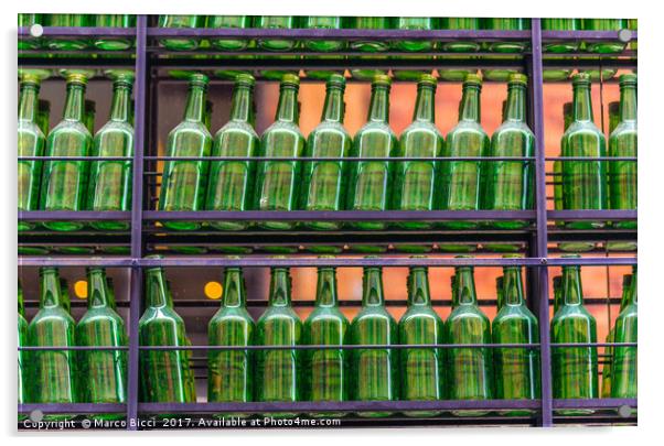 Empty green bottles Acrylic by Marco Bicci