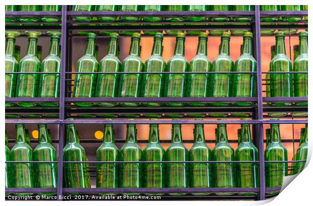 Empty green bottles Print by Marco Bicci