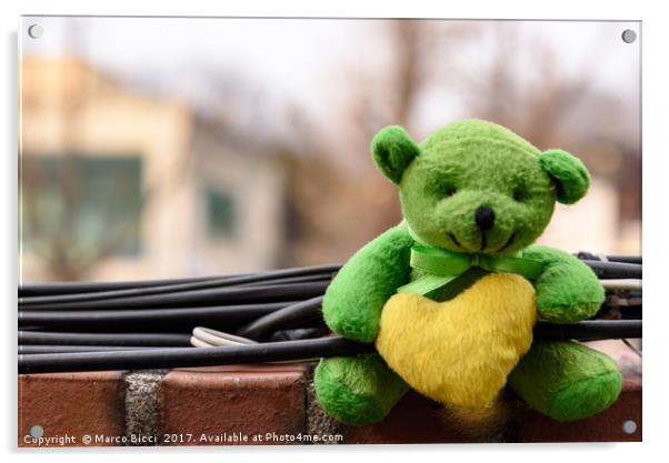 Teddy bear leaning on a wall Acrylic by Marco Bicci