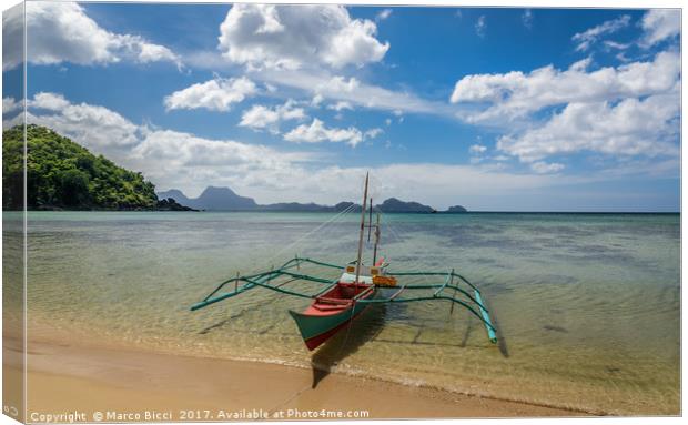 Traditional Filipino boat Canvas Print by Marco Bicci