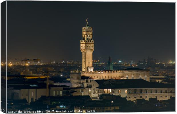 Night view of Florence Canvas Print by Marco Bicci