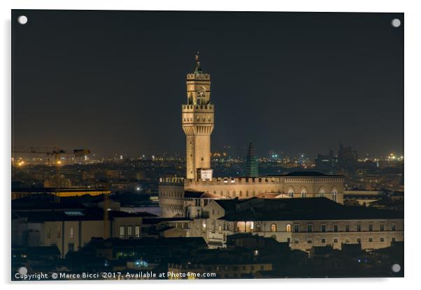 Night view of Florence Acrylic by Marco Bicci