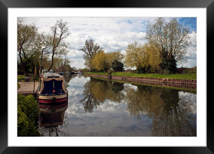 Narrow boats on the River Cam  Framed Mounted Print by Stephanie Veronique