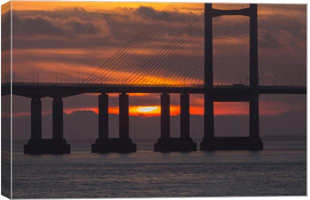 sunsetting under the bridge  Canvas Print by kevin murch