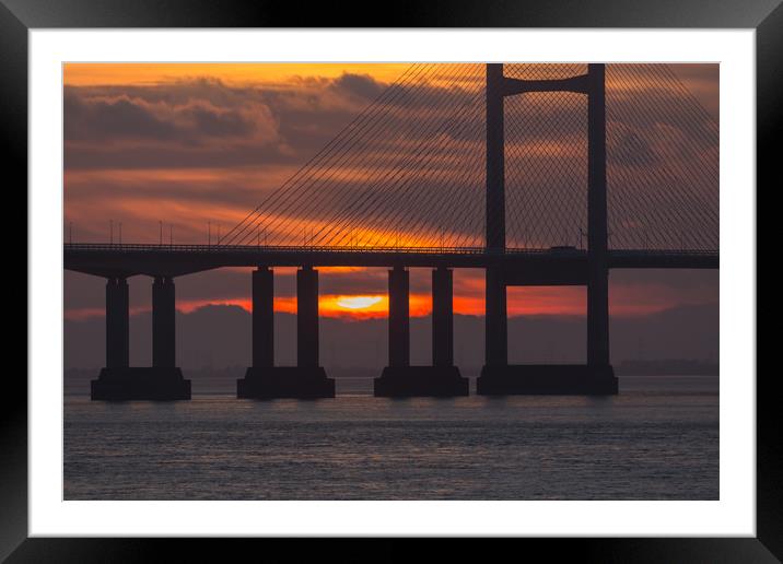 sunsetting under the bridge  Framed Mounted Print by kevin murch