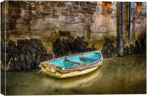 The Blue Boat in Tenby Harbour. Canvas Print by Colin Allen