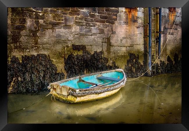 The Blue Boat in Tenby Harbour. Framed Print by Colin Allen