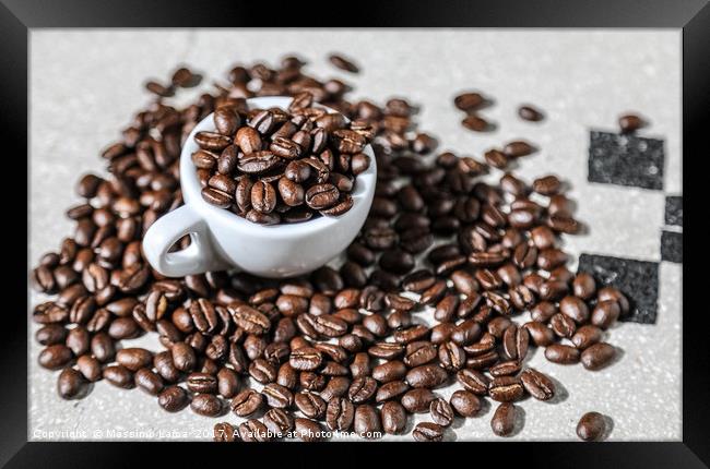 cup of black coffee grains Framed Print by Massimo Lama