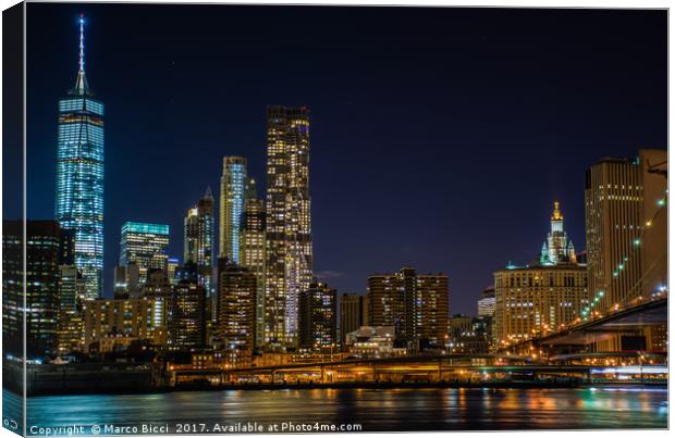 Night view of New York City Canvas Print by Marco Bicci