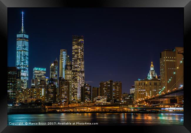 Night view of New York City Framed Print by Marco Bicci