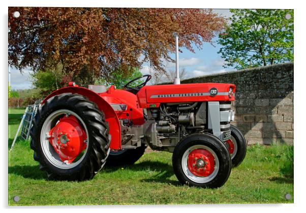 Massey Ferguson MF130 tractor Acrylic by Alan Barnes