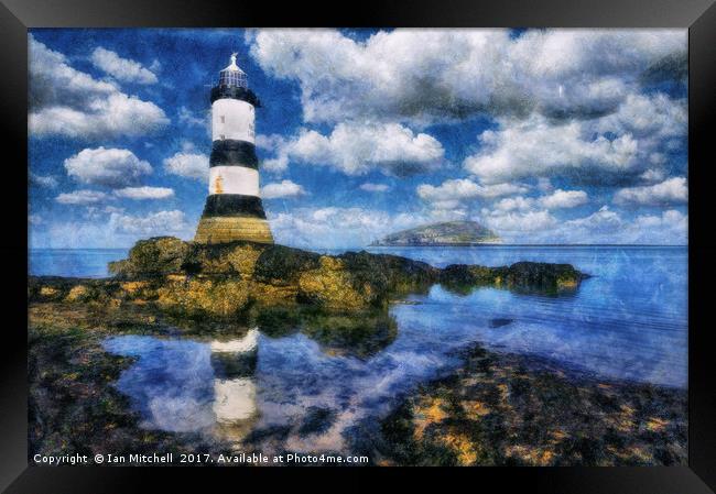 Penmon Lighthouse Digital Art Framed Print by Ian Mitchell
