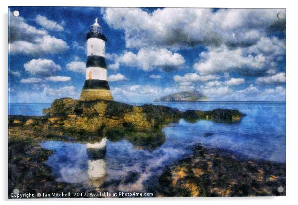 Penmon Lighthouse Digital Art Acrylic by Ian Mitchell