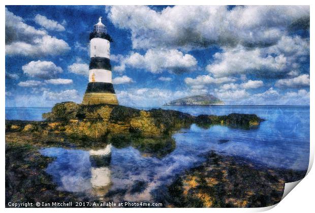 Penmon Lighthouse Digital Art Print by Ian Mitchell