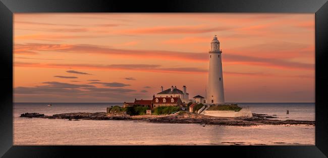 Sundown at St. Mary's Lighthouse Framed Print by Naylor's Photography