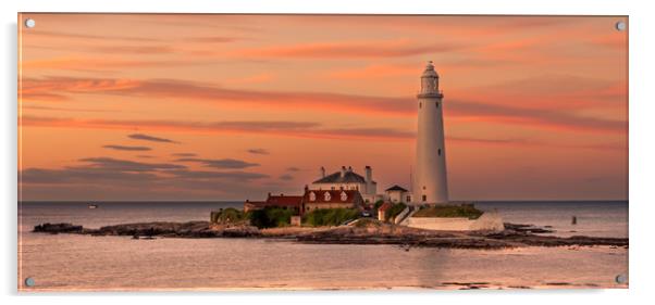 Sundown at St. Mary's Lighthouse Acrylic by Naylor's Photography