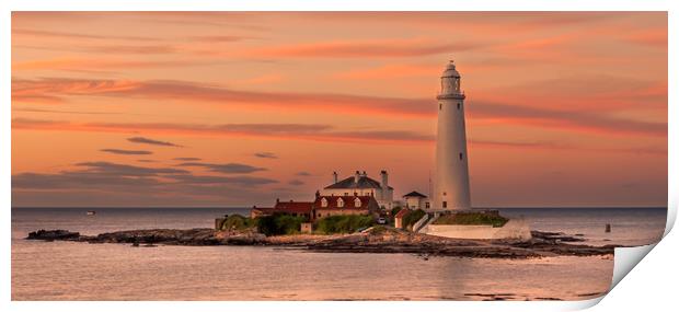 Sundown at St. Mary's Lighthouse Print by Naylor's Photography