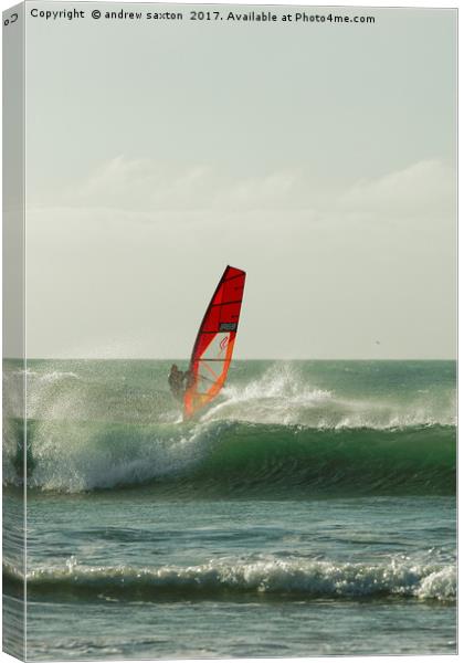 FIGHTING THE WAVES Canvas Print by andrew saxton