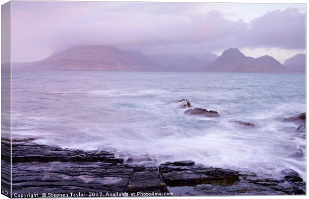 Pink Skies over Elgol Canvas Print by Stephen Taylor