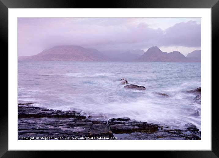 Pink Skies over Elgol Framed Mounted Print by Stephen Taylor