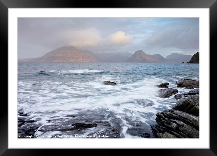 A break of light at Elgol Framed Mounted Print by Stephen Taylor