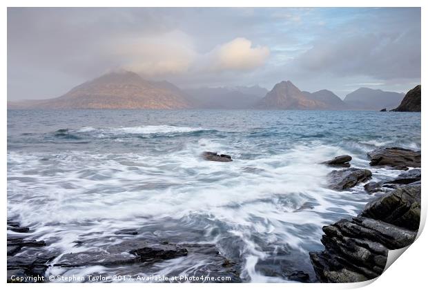 A break of light at Elgol Print by Stephen Taylor