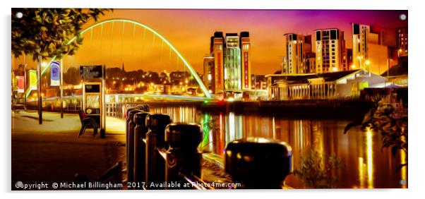 Newcastle Quayside Acrylic by Michael Billingham