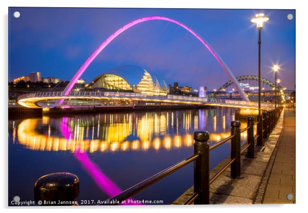 The Gateshead Millennium Bridge,, Newcastle-Upon-T Acrylic by Brian Jannsen