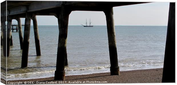 Schooner moored off Deal, Kent, Pier Canvas Print by DEE- Diana Cosford