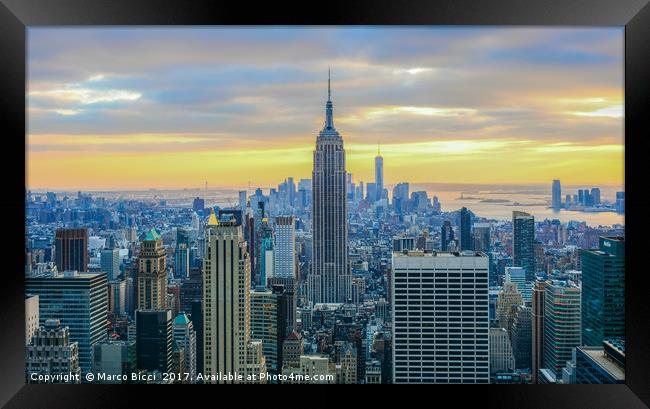 Sunset in New York City Framed Print by Marco Bicci