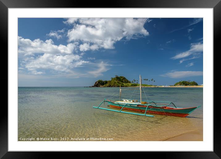 Filipino boat in Palawan Framed Mounted Print by Marco Bicci