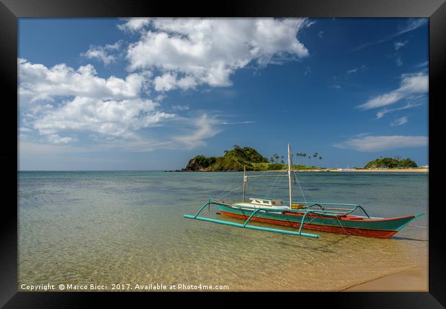 Filipino boat in Palawan Framed Print by Marco Bicci