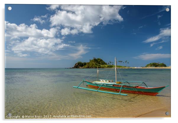Filipino boat in Palawan Acrylic by Marco Bicci