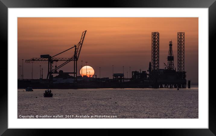 Industrial Sunset At Parkeston Quay Framed Mounted Print by matthew  mallett