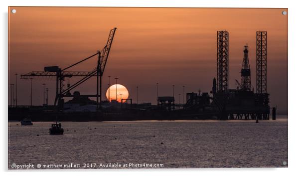 Industrial Sunset At Parkeston Quay Acrylic by matthew  mallett